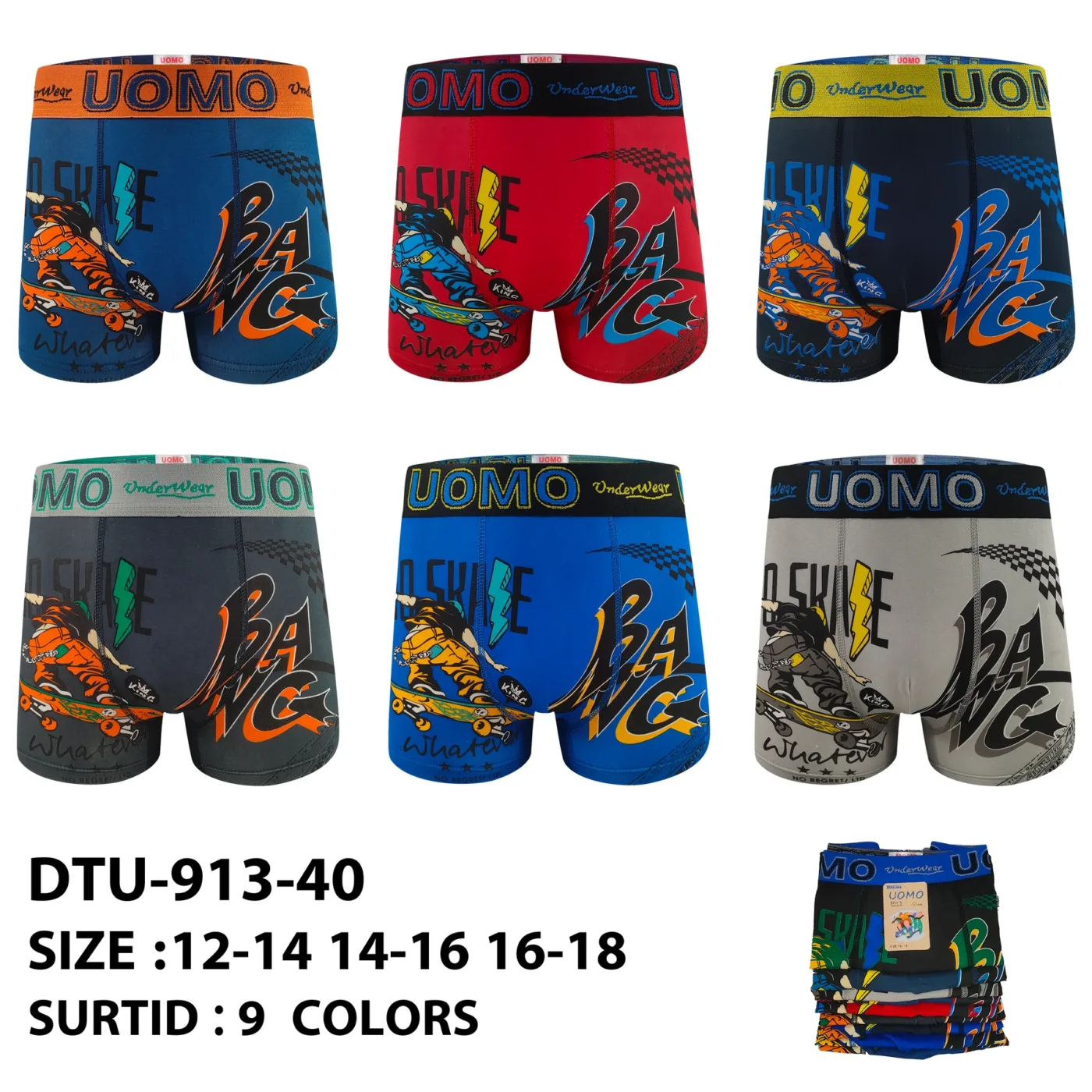 Boys' graphic boxer brief range — style DTU-913-40