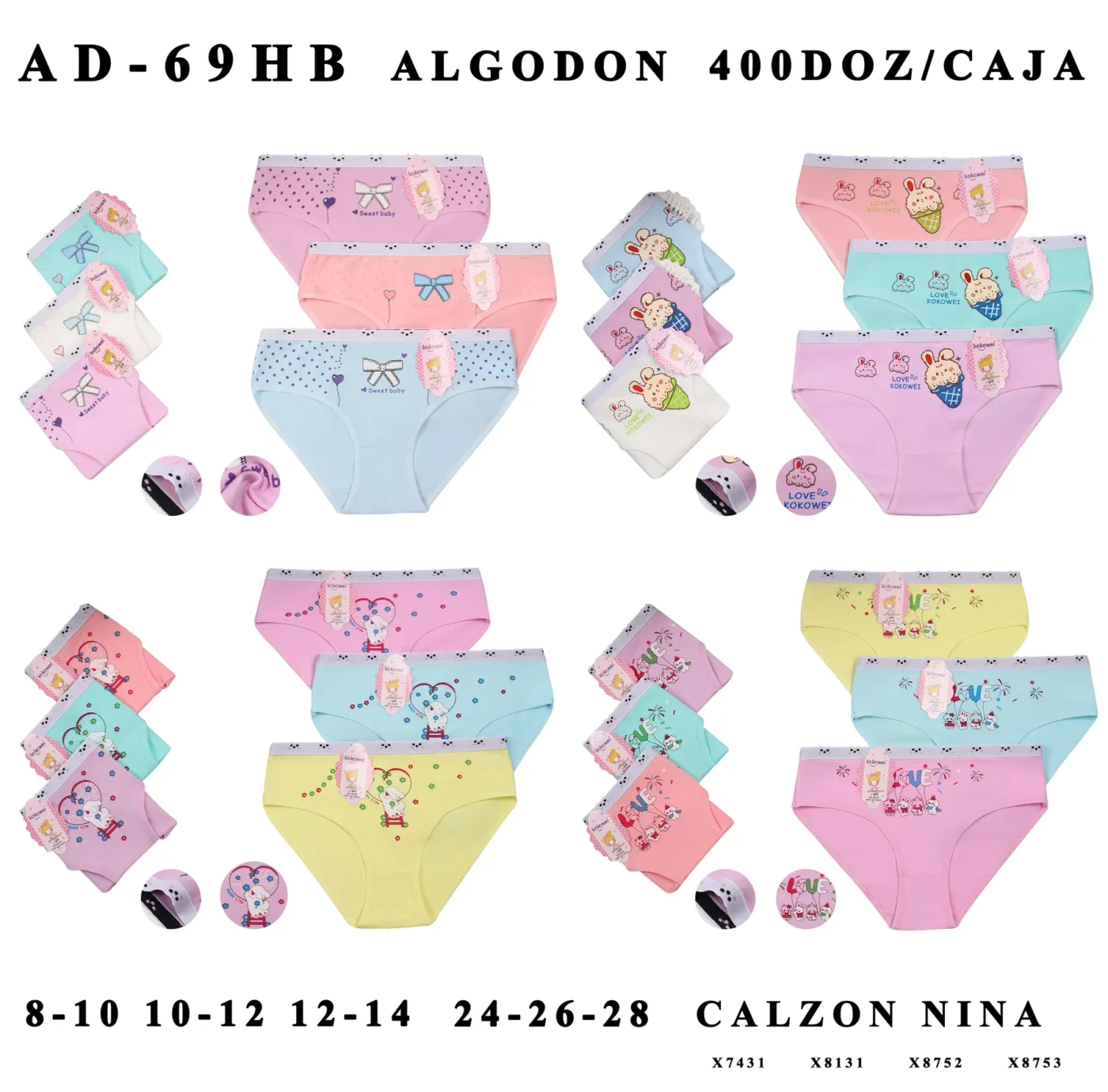 Girls' cotton brief assortment — style AD-69HB