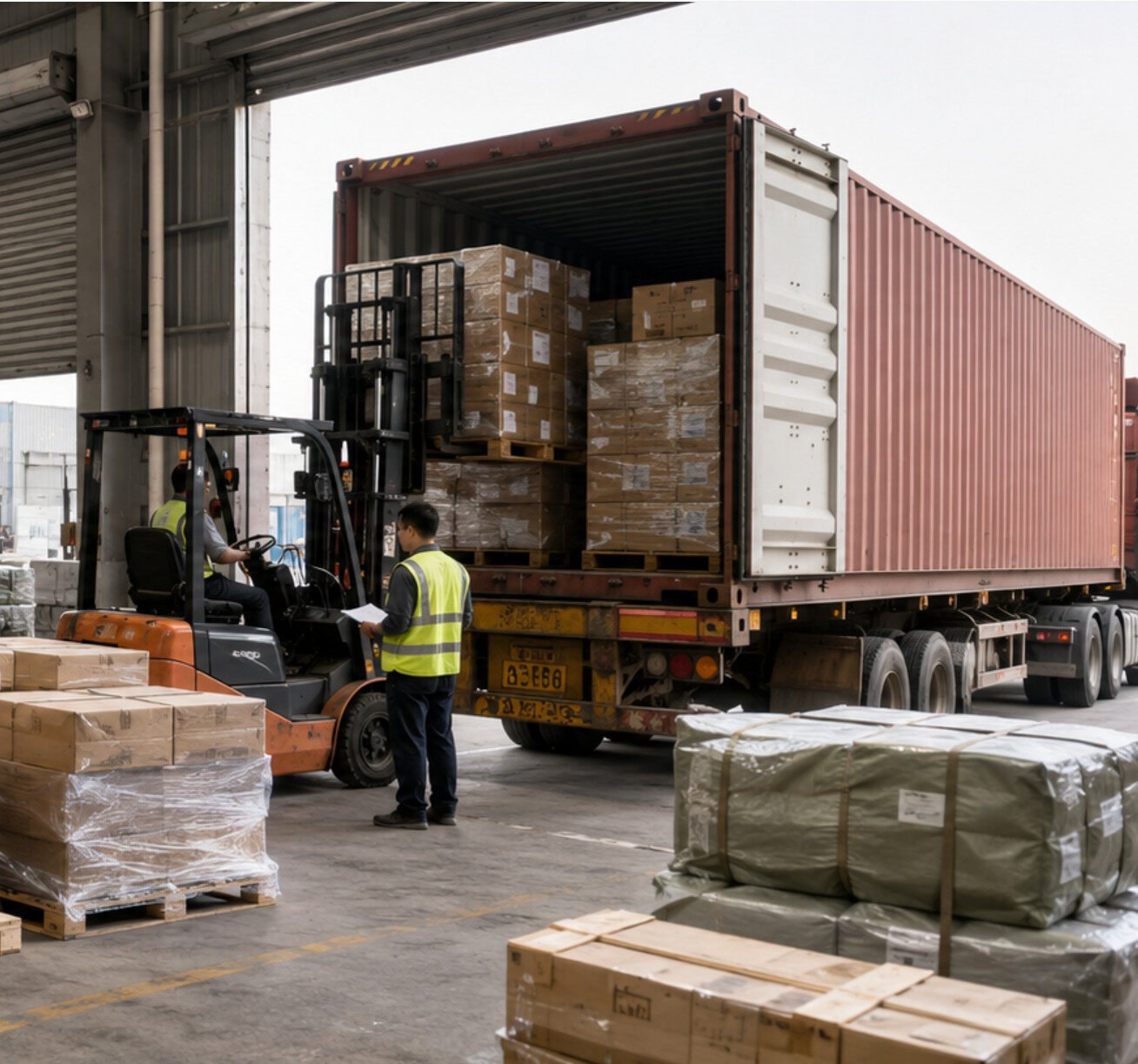 Consolidated cargo from several Chinese suppliers in one container
