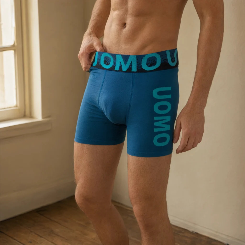 Hombre con el bóxer liso con logo lateral GMUO-7476-1