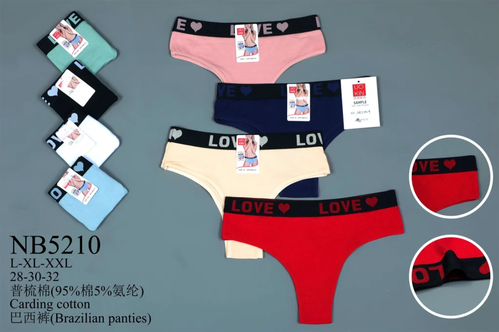 Stock colourways of the LOVE-waistband cotton Brazilian brief NB5210 with close-ups of the jacquard waistband