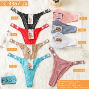 Glitter-dot lace thong