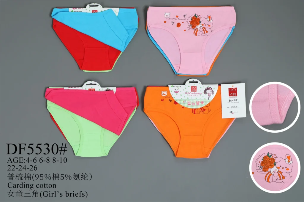 Girls' cotton brief style DF5530 in its stock colours, part of the TCNTSJ-11HB assortment
