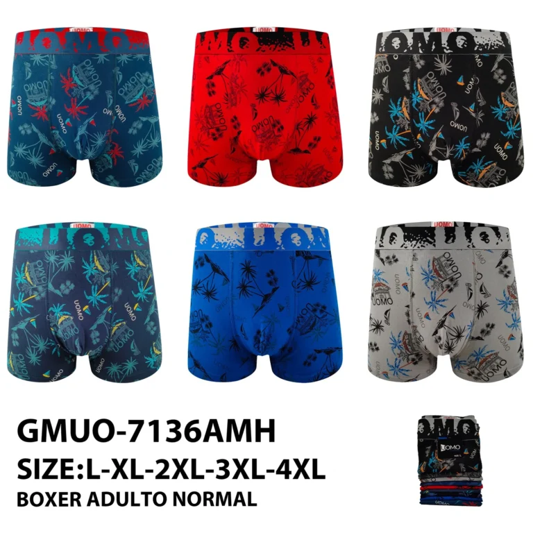 Stock colourways of the tropical ship and palm print boxer brief GMUO-7136AMH