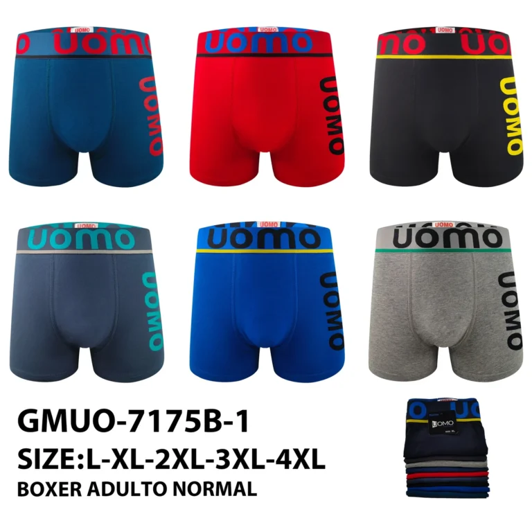 Stock colourways of the lowercase uomo band and leg-print boxer brief GMUO-7175B-1