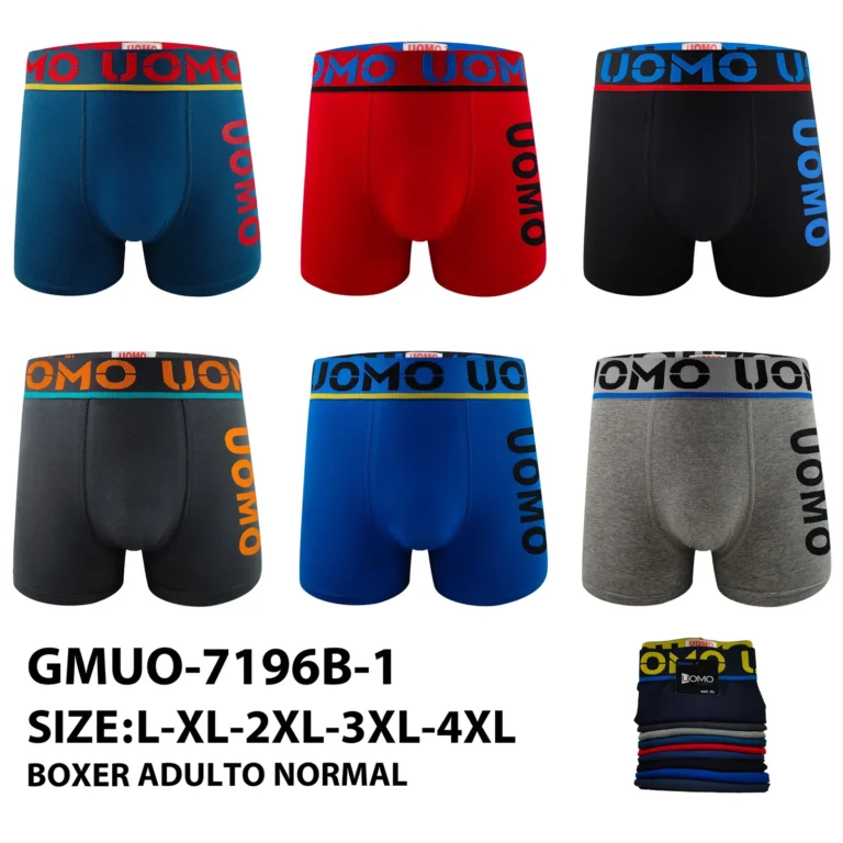 Stock colourways of the cut-letter UOMO side-print boxer brief GMUO-7196B-1