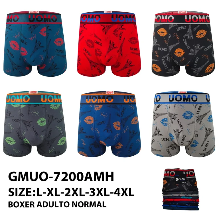 Stock colourways of the eiffel tower and red lips print boxer brief GMUO-7200AMH