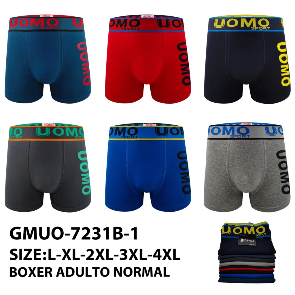 Stock colourways of the outline UOMO SPORT side-print boxer brief GMUO-7231B-1