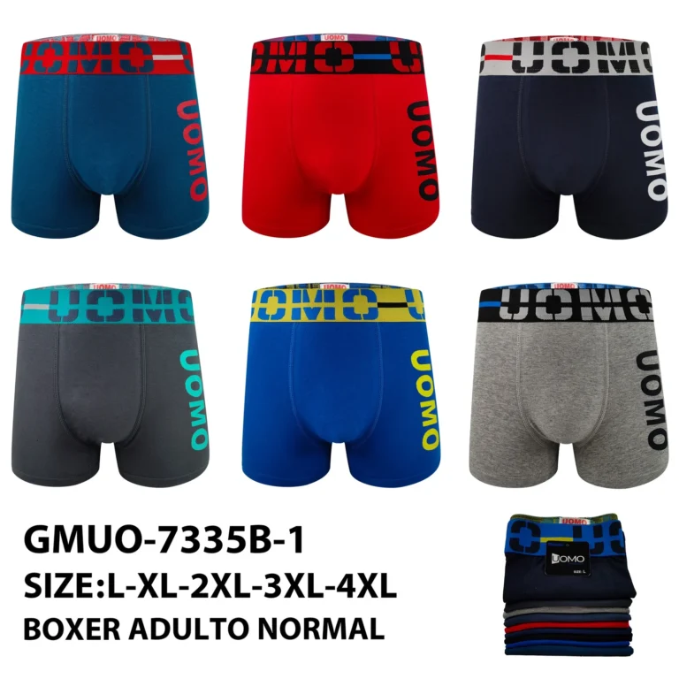 Stock colourways of the cross-cut UOMO band side-print boxer brief GMUO-7335B-1