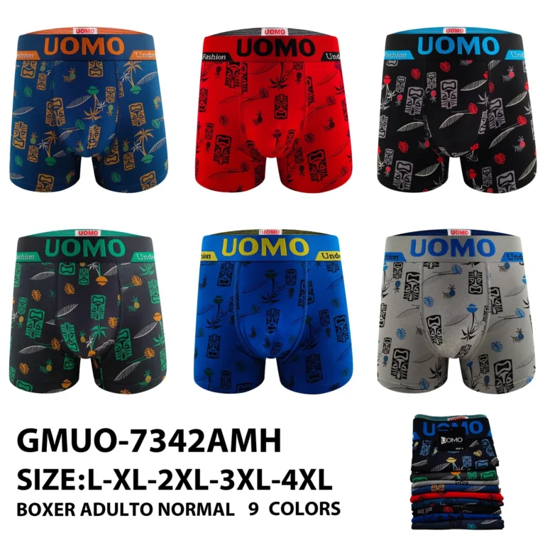 Stock colourways of the tiki mask and pineapple print boxer brief GMUO-7342AMH
