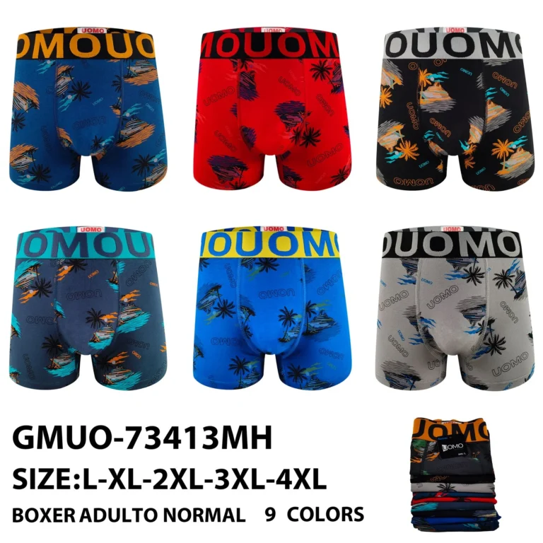 Stock colourways of the cruise ship and palm print boxer brief GMUO-7413MH
