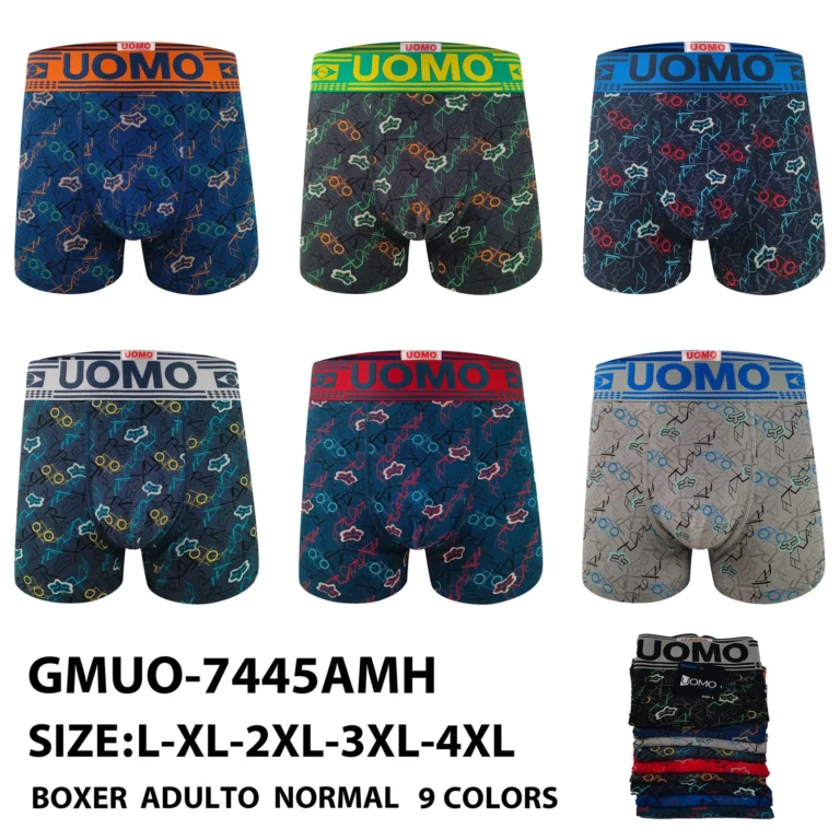 Stock colourways of the neon line and flower doodle boxer brief GMUO-7445AMH