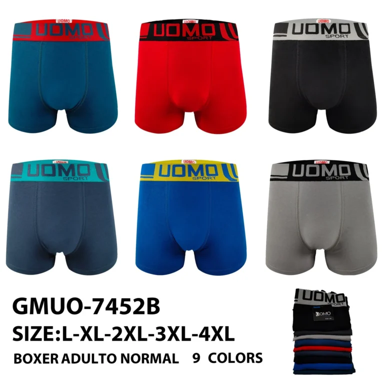 Stock colourways of the solid cotton boxer brief with sport waistband GMUO-7452B