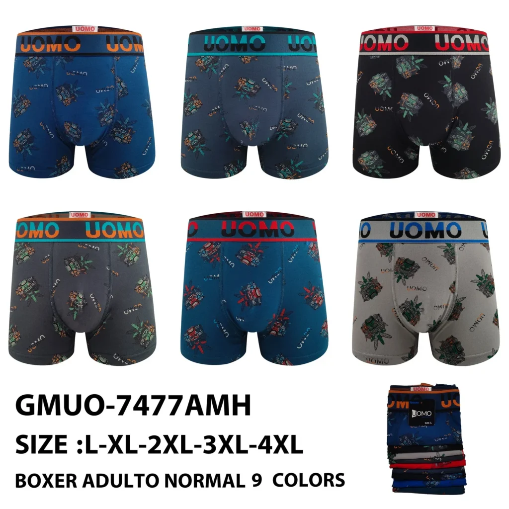 Stock colourways of the tribal mask and leaf print boxer brief GMUO-7477AMH