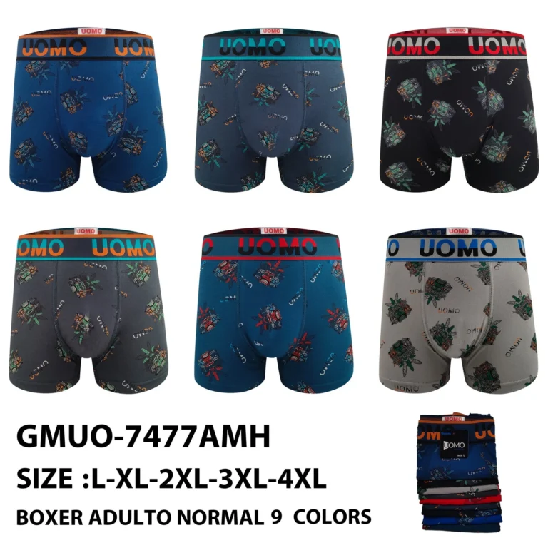 Stock colourways of the tribal mask and leaf print boxer brief GMUO-7477AMH