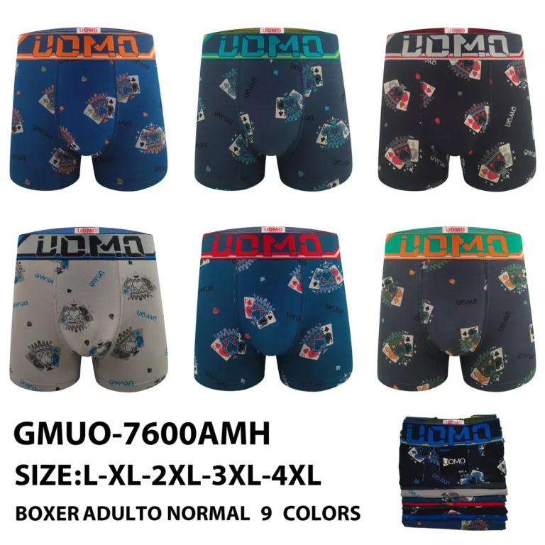 Stock colourways of the poker card and chip print boxer brief GMUO-7600AMH