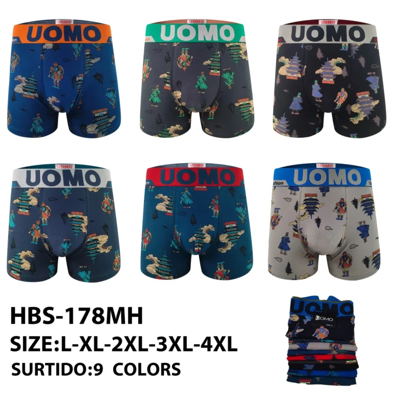 Stock colourways of the pagoda and warrior print boxer brief HBS-178MH