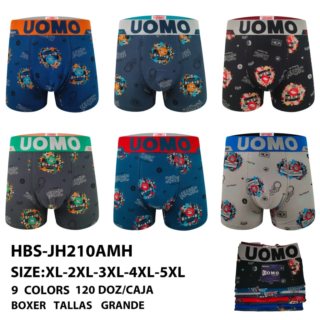 Stock colourways of the plus-size music boombox print boxer brief HBS-JH210AMH