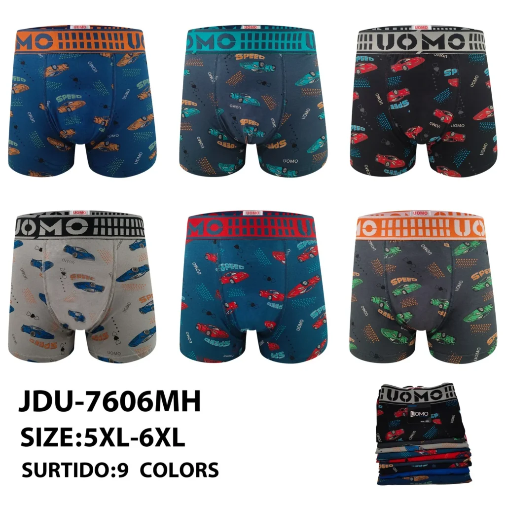 Stock colourways of the big-size speed race car print boxer brief JDU-7606MH