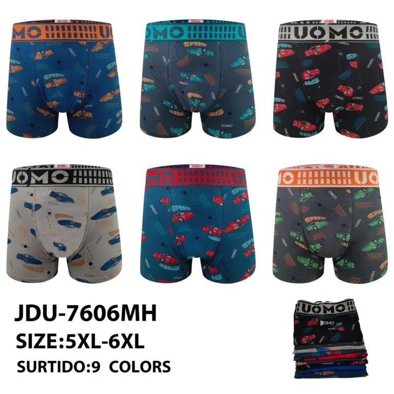 Stock colourways of the big-size speed race car print boxer brief JDU-7606MH