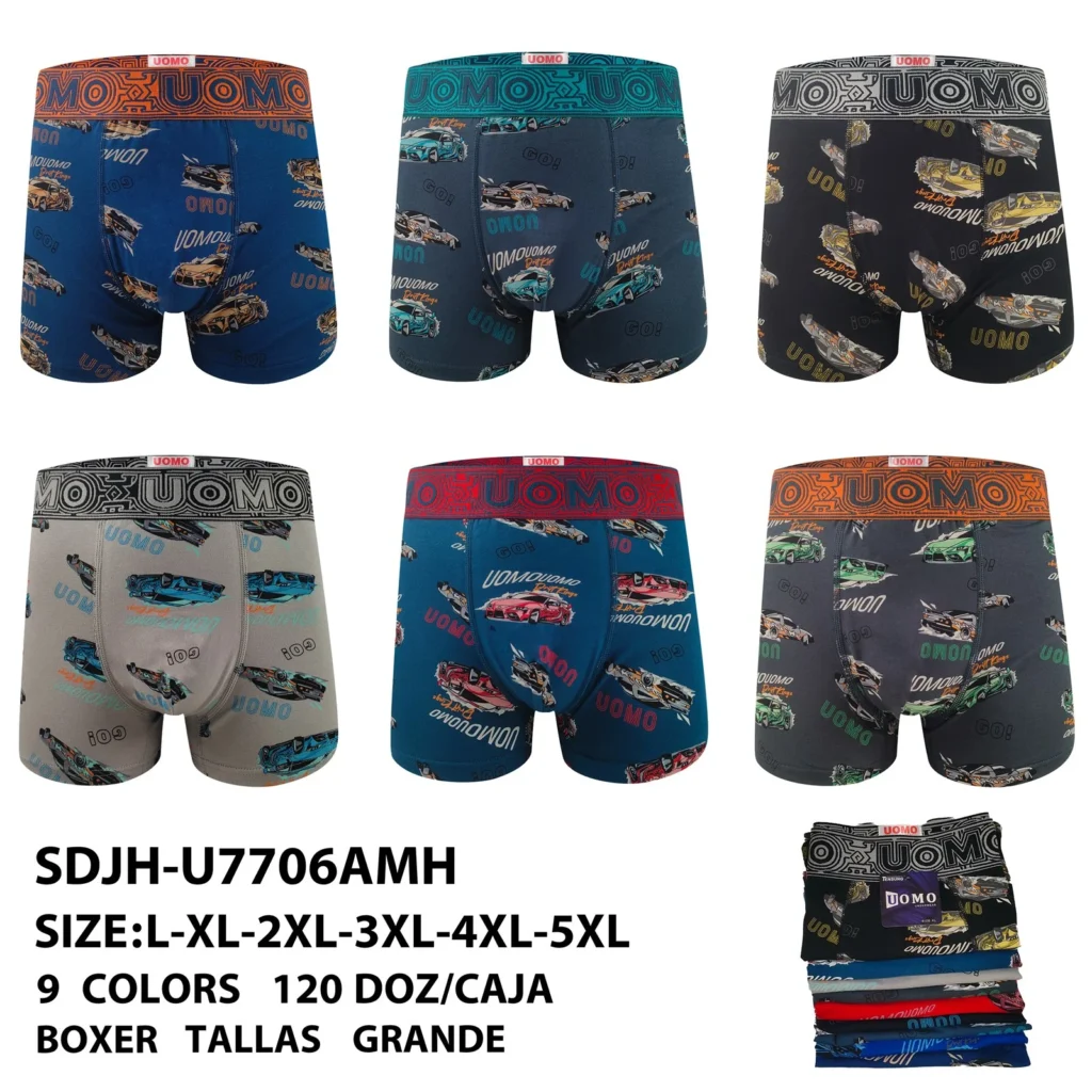 Stock colourways of the plus-size drift car print boxer brief SDJH-U7706AMH