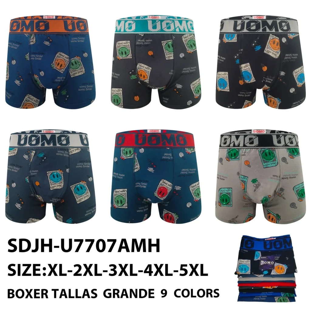 Stock colourways of the plus-size smiley face label print boxer brief SDJH-U7707AMH