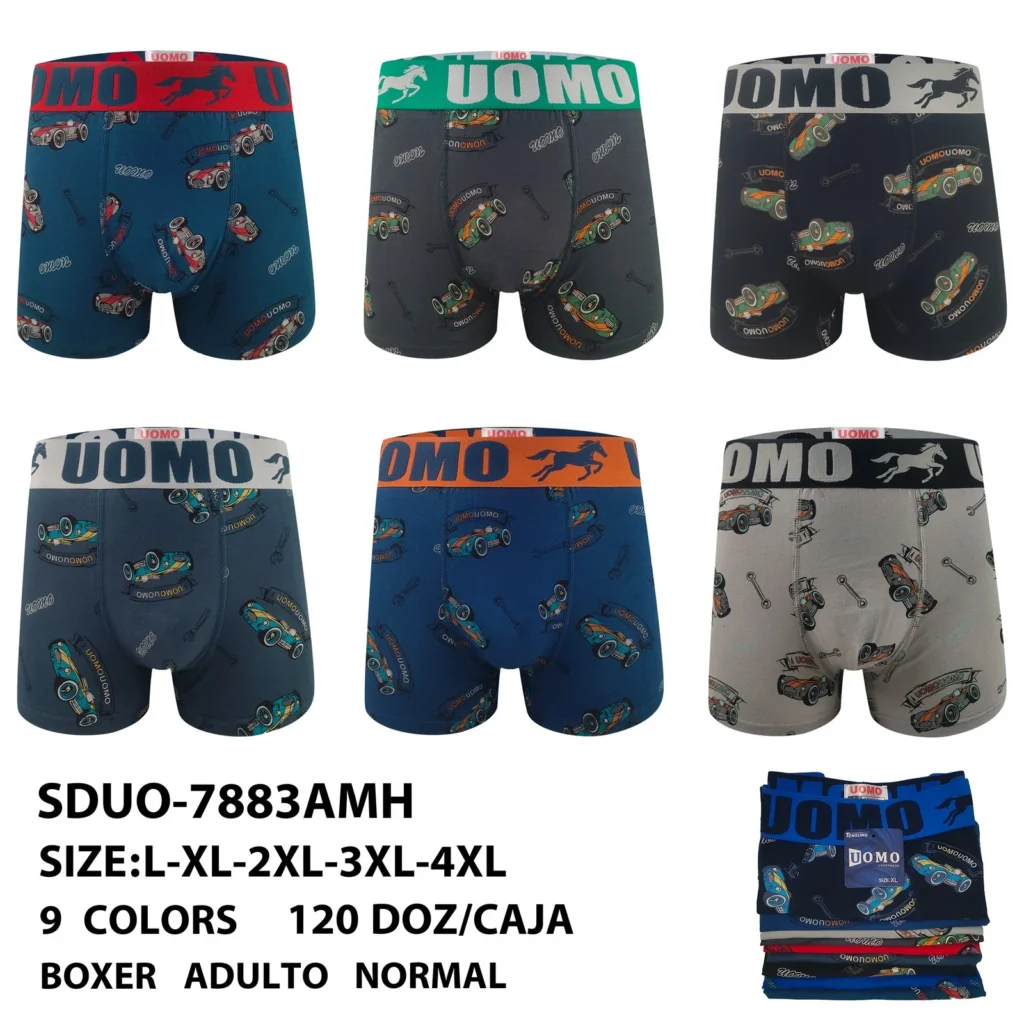Stock colourways of the vintage racing car and wrench print boxer brief SDUO-7883AMH