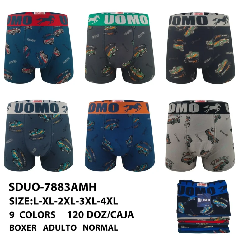 Stock colourways of the vintage racing car and wrench print boxer brief SDUO-7883AMH