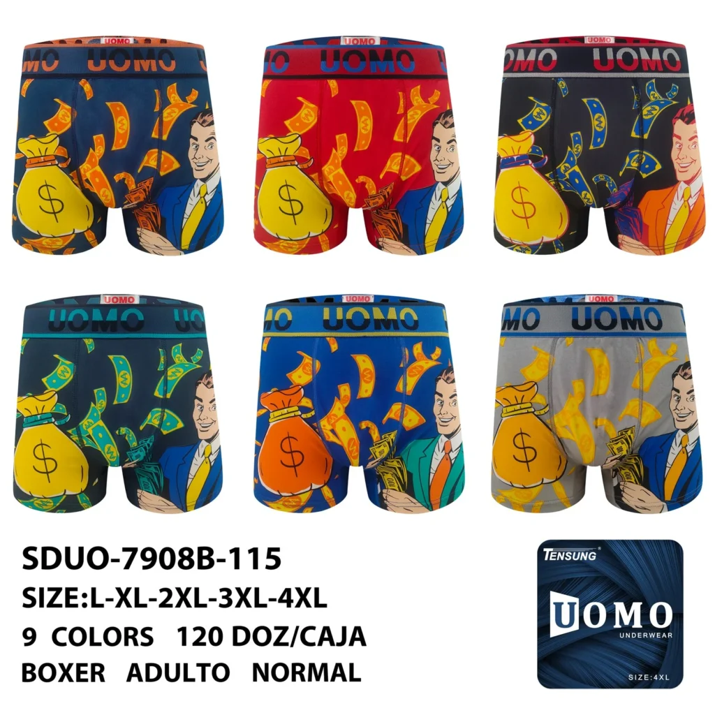Stock colourways of the pop-art money rain boxer brief SDUO-7908B-115