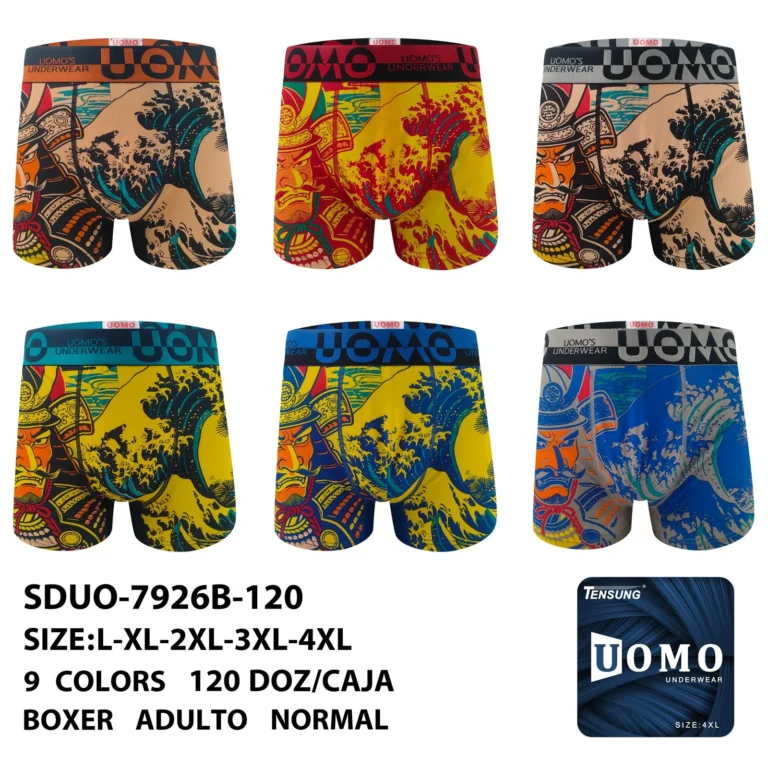 Stock colourways of the samurai and great wave placement boxer brief SDUO-7926B-120