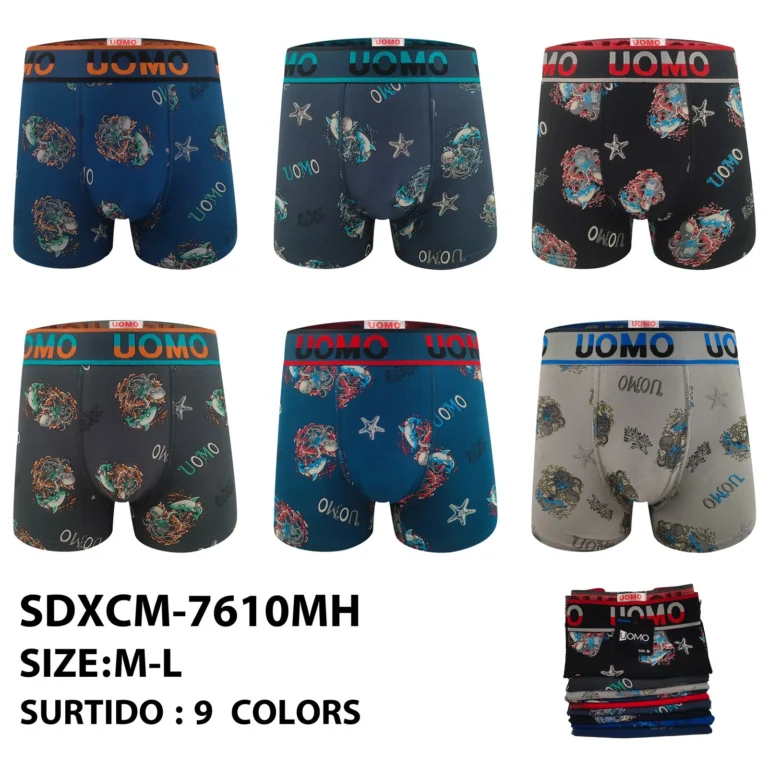 Stock colourways of the dolphin and starfish print boxer brief SDXCM-7610MH