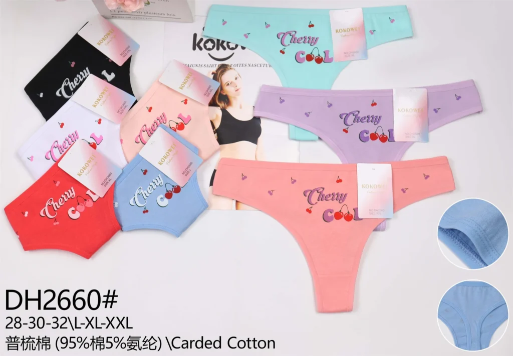 Tanga de algodón DH2660 con estampado Cherry Cool, en seis colores