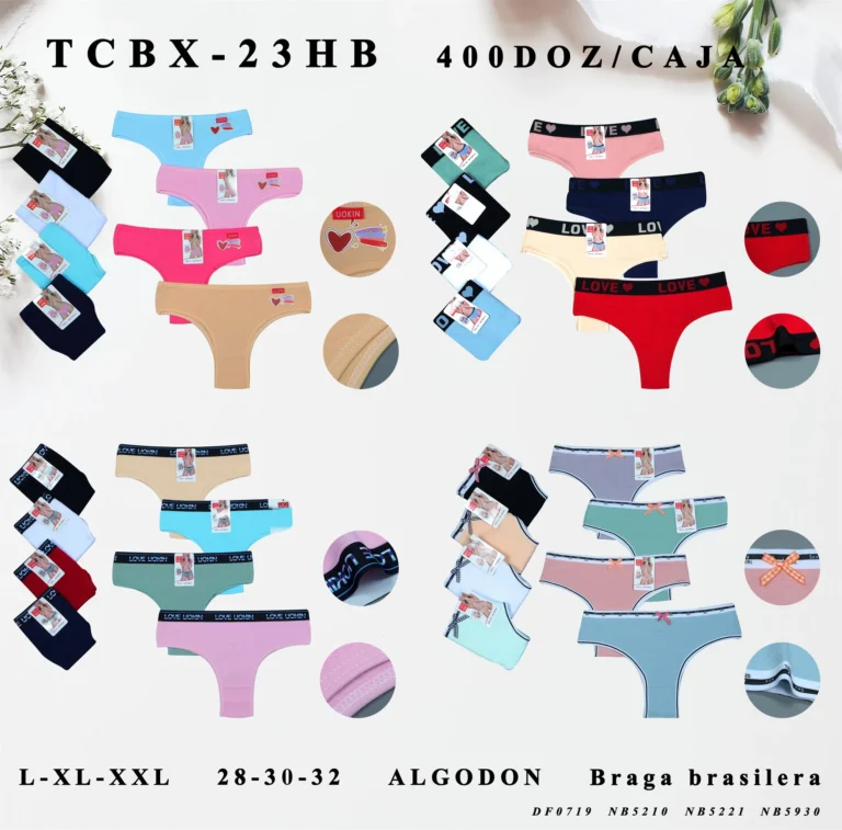 Stock colourways of the cotton Brazilian brief assortment TCBX-23HB