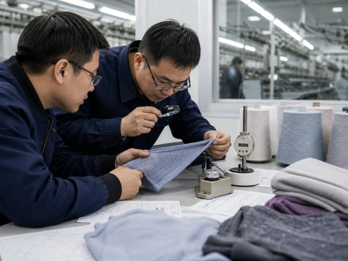 TENSUNG textile engineers reviewing construction details