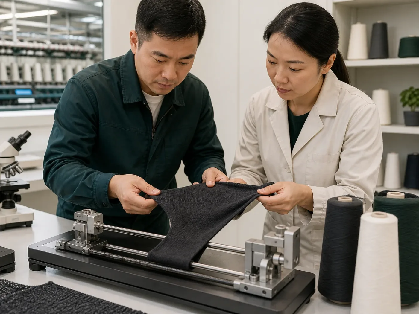 Fabric inspection at the TENSUNG plant in Pujiang